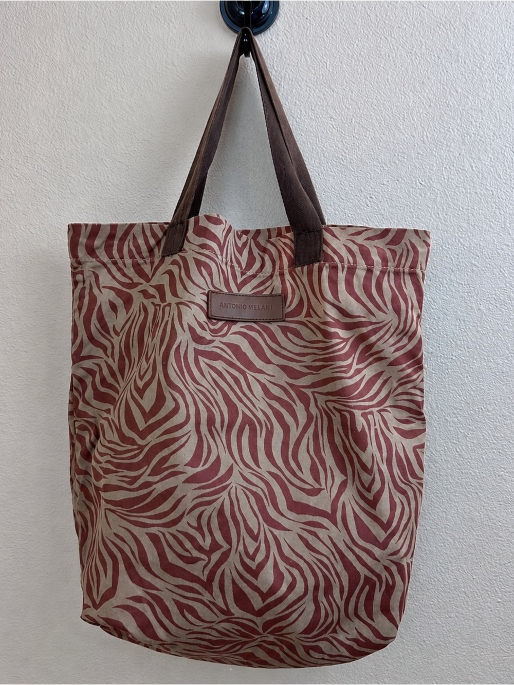 Antonio Melani Red Zebra Print Canvas Tote